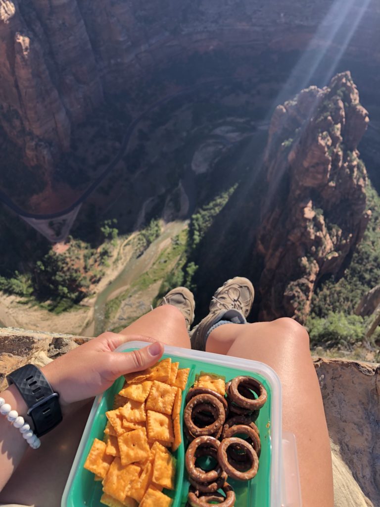 A person eating a snack