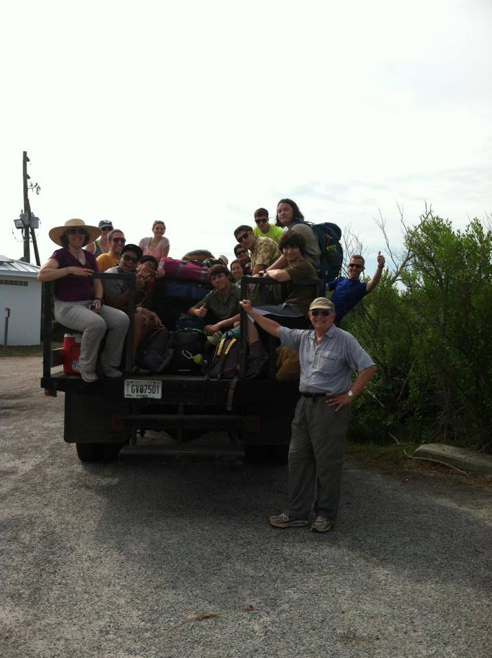 students on a truck